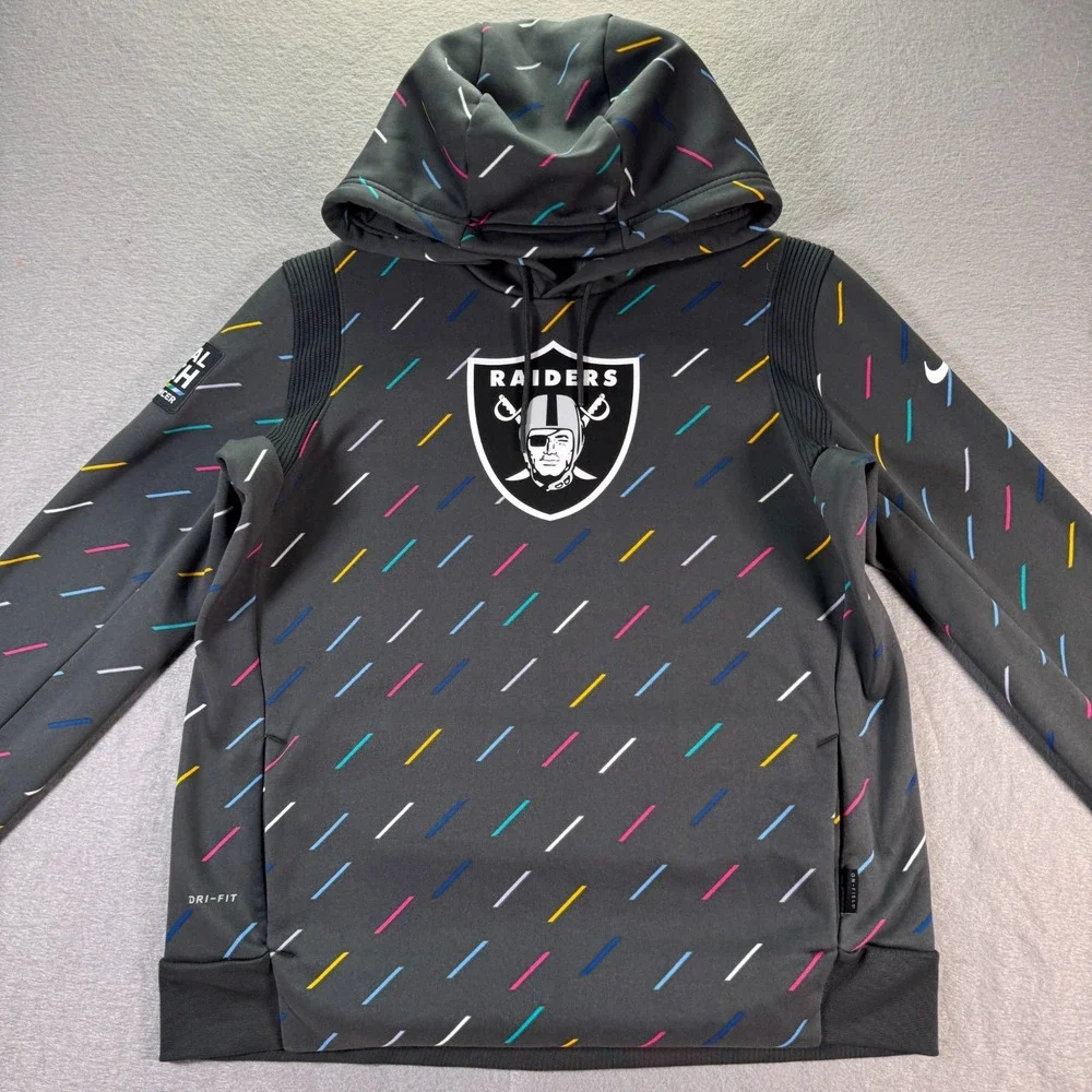 Las Vegas Raiders Crucial Catch Hoodie Sweatshirt Women Medium Gray Nike Dri Fit